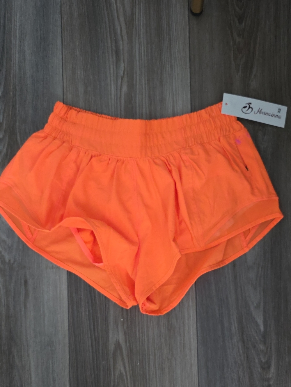 Husnainna Neon Orange Women's Athletic Shorts with Elastic Waistband